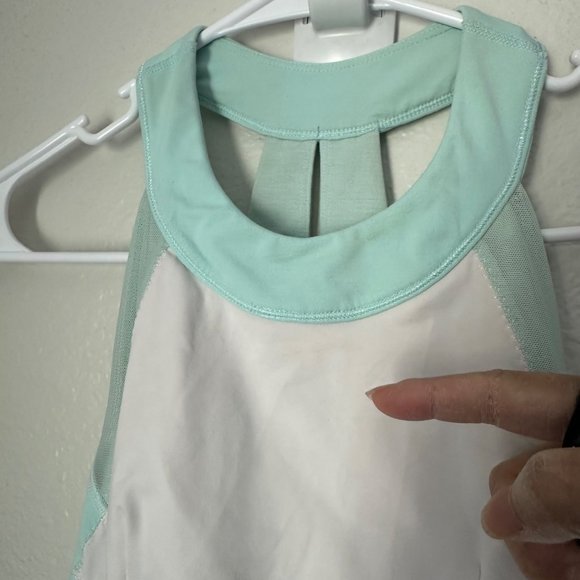 Lululemon Run Make It Count Tank Top Halter Neck Back Cutout White Mint Color S2 - Picture 7 of 9